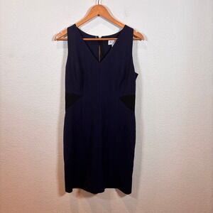 Milly Women's Navy Blue Sheath A-Line Dress Black Details Size 8